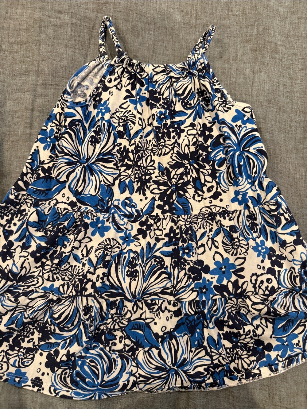 Lilly Pulitzer Blue and White Floral Halter Dress 6/7 - Picture 4 of 6
